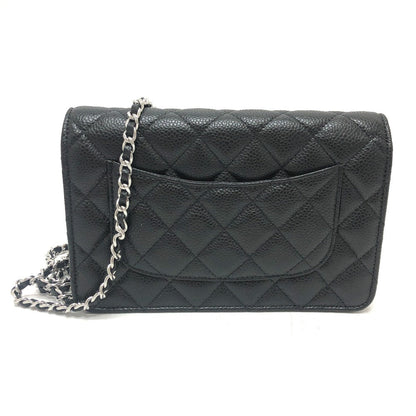 CHANEL Shoulder Bag AP0250 Caviar skin black Long Wallet Purse COCO Mark