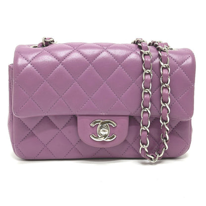 CHANEL Shoulder Bag lambskin purple COCO Mark Minimato Matelasse 20