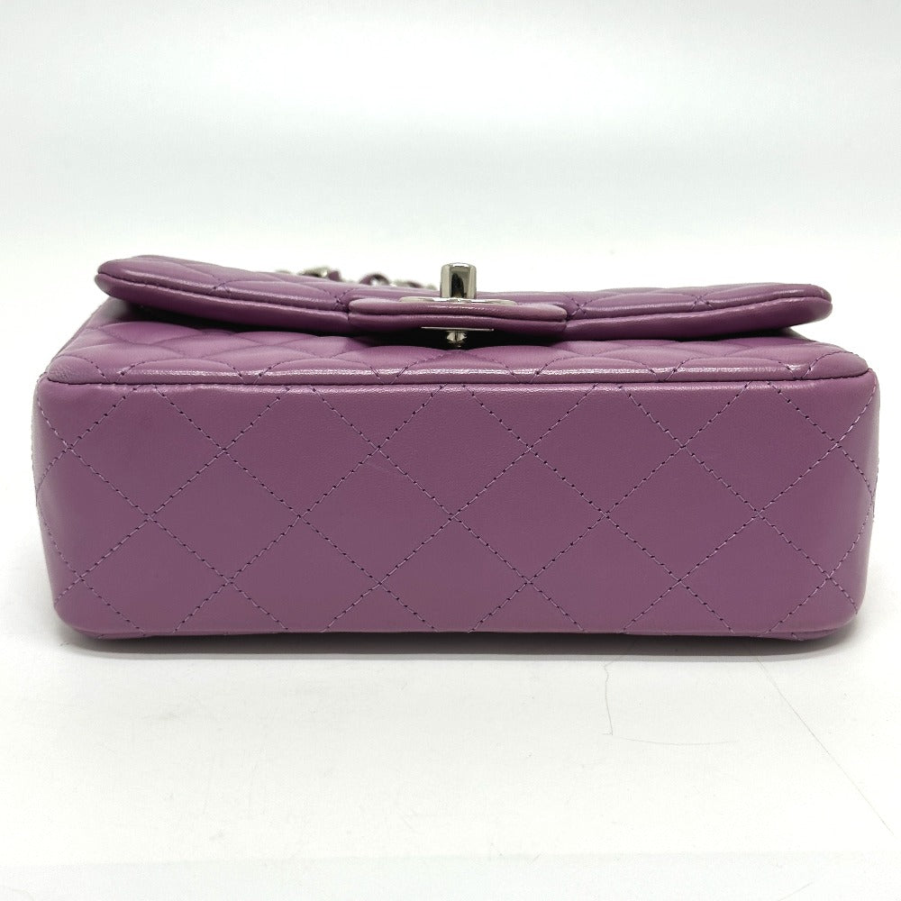 CHANEL Shoulder Bag lambskin purple COCO Mark Minimato Matelasse 20