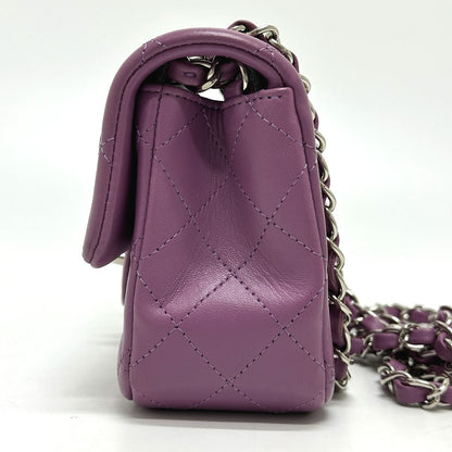 CHANEL Shoulder Bag lambskin purple COCO Mark Minimato Matelasse 20