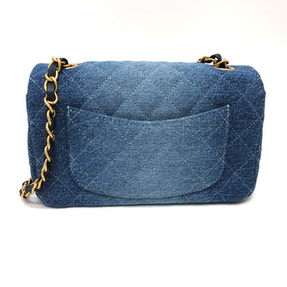 CHANEL Shoulder Bag denim blue Mini matrasse