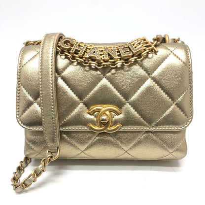 CHANEL Shoulder Bag AS3240 lambskin gold Matelasse COCO Mark Rhinestone