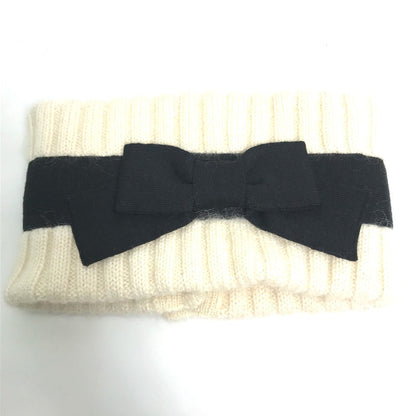 CHANEL Scarf Cashmere, Mohair white Ribbon ribbon neck warmer camellia Women