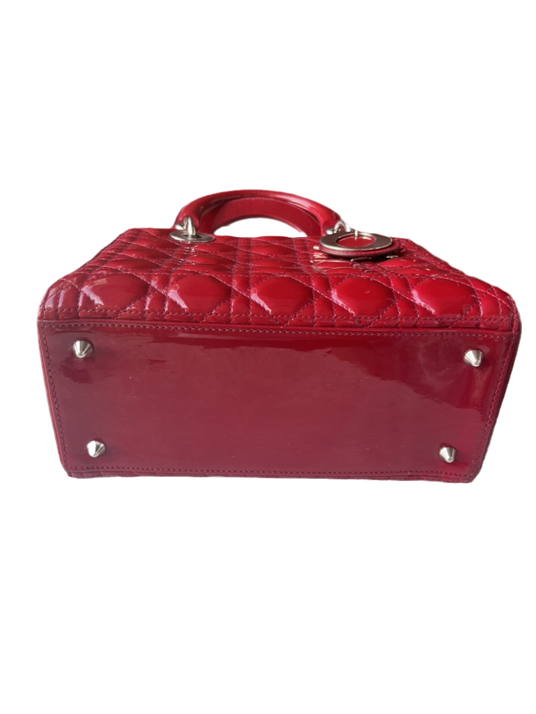 Lady Dior Medium Bag Red Patent Leather SKU 0194