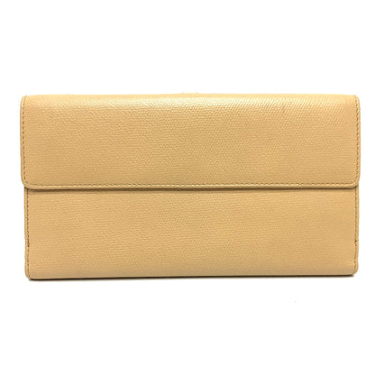 CHANEL Folded wallet leather beige COCO Button Women