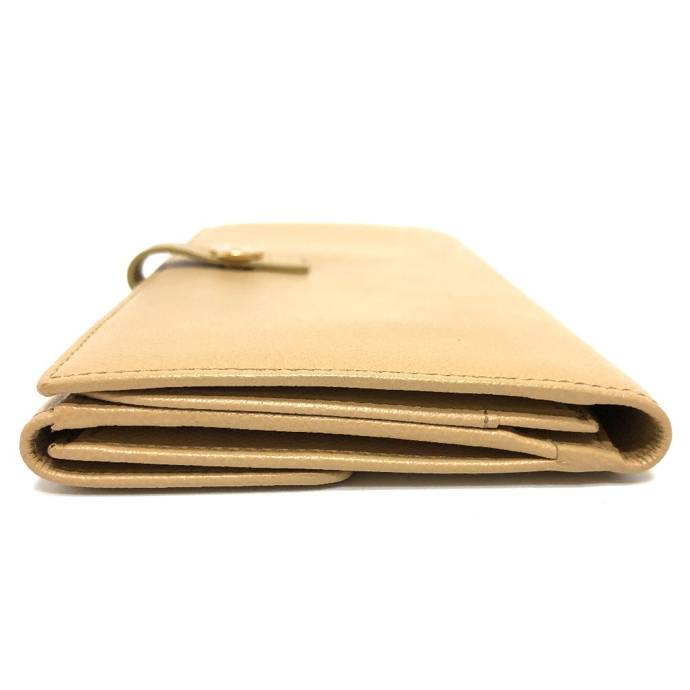 CHANEL Folded wallet leather beige COCO Button Women