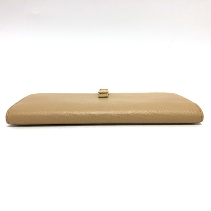 CHANEL Folded wallet leather beige COCO Button Women