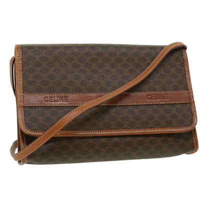 Luxury CELINE Macadam Canvas Shoulder Bag PVC Leather Brown  31513
