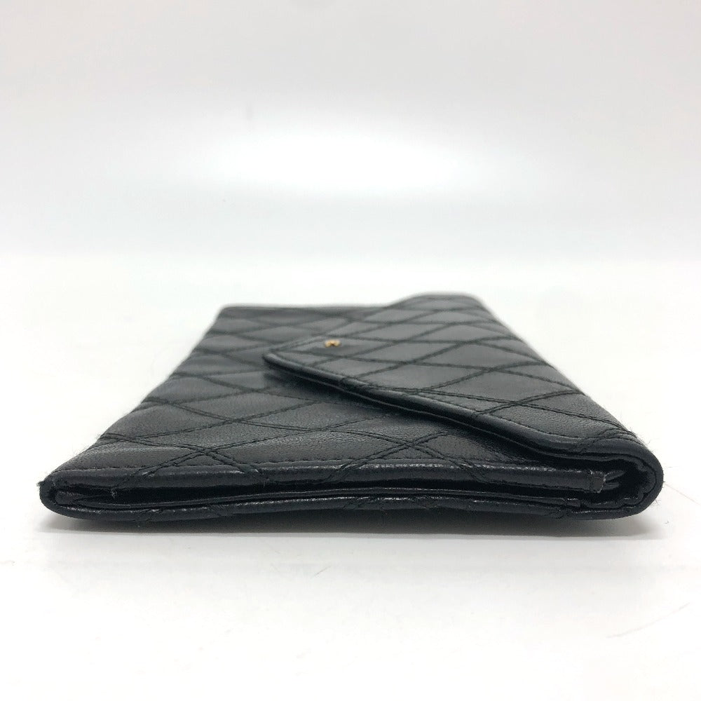 CHANEL Long Wallet Purse lambskin black Matrasse Women