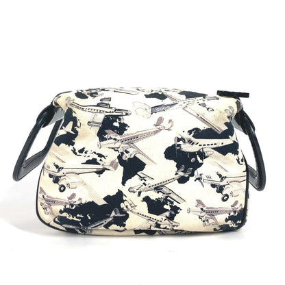 CHANEL Handbag Canvas, enamel black logo airplane Airline Women