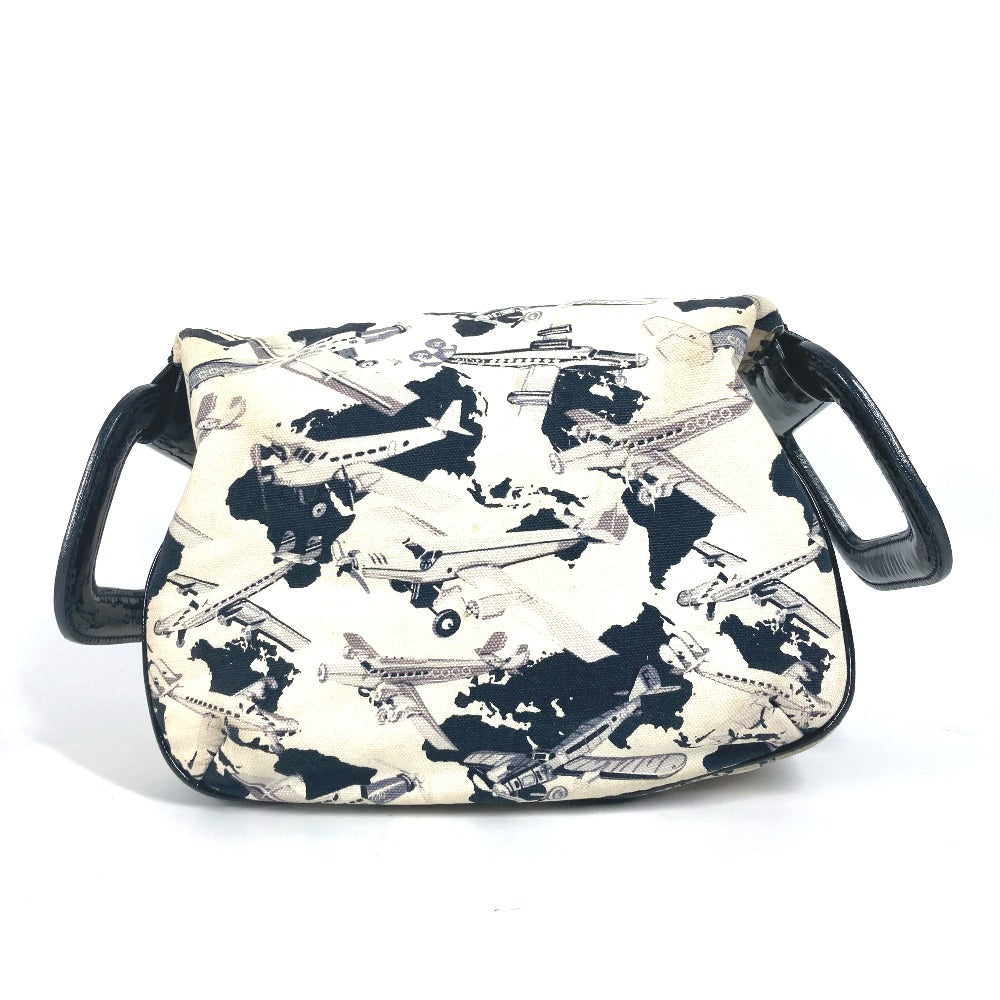 CHANEL Handbag Canvas, enamel black logo airplane Airline Women
