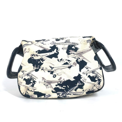 CHANEL Handbag Canvas, enamel black logo airplane Airline Women