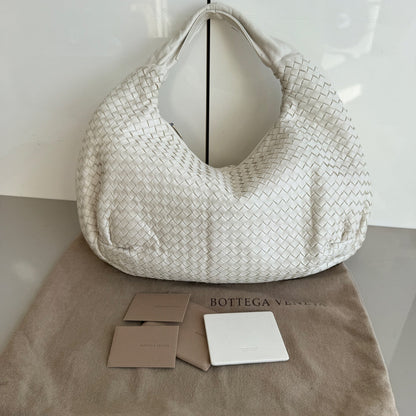 Bottega Veneta Belly Hobo Intrecciato White Large 47cm