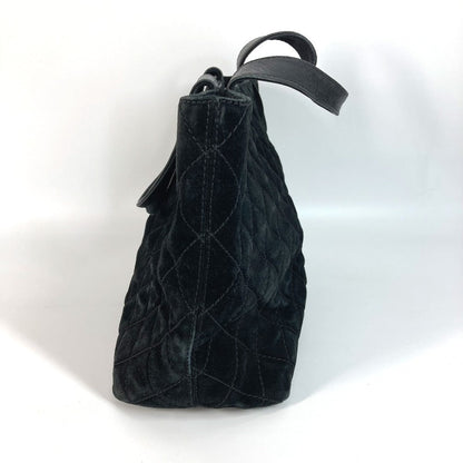 CHANEL Tote Bag suede black Matrasse quilting CC COCO Mark Turnlock