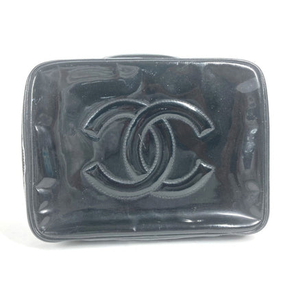 CHANEL Vanity bag enamel black vintage CC COCO Mark Women