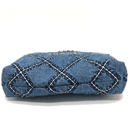 CHANEL Shoulder Bag AS3260 denim blue Chanel 22 Matelasse with medal charm