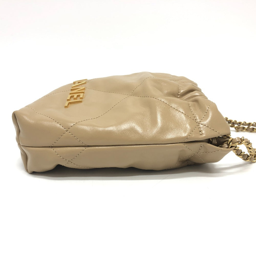 CHANEL Shoulder Bag AS3980 leather beige COCO Mark CHANEL22 Mini 2WAY
