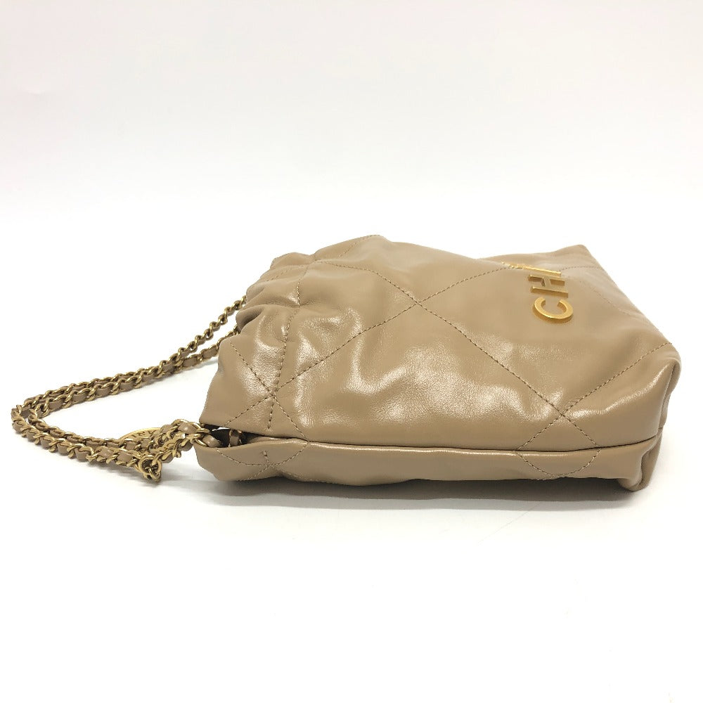 CHANEL Shoulder Bag AS3980 leather beige COCO Mark CHANEL22 Mini 2WAY