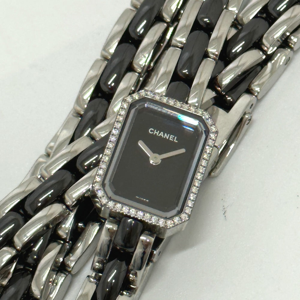 CHANEL Watches Quartz H3058 Stainless Steel, Ceramic black watch premire triple bracelet black dial Women