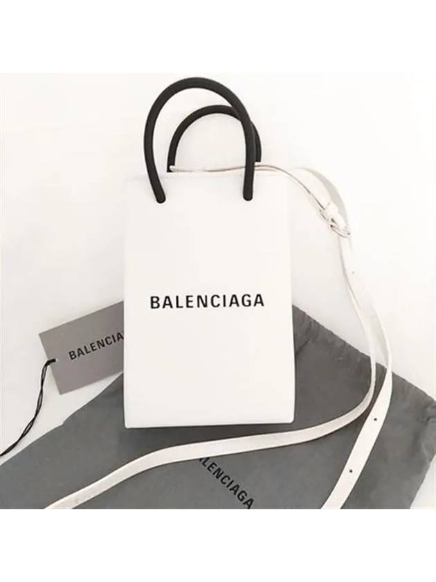 Luxury Balenciaga Trending 2025 Logo Leather Phone Holder Mini Bag White