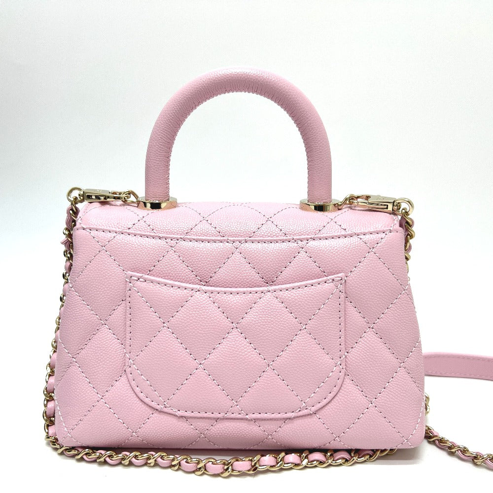 CHANEL Handbag Caviar skin pink Coco handle XXS