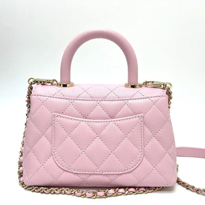 CHANEL Handbag Caviar skin pink Coco handle XXS