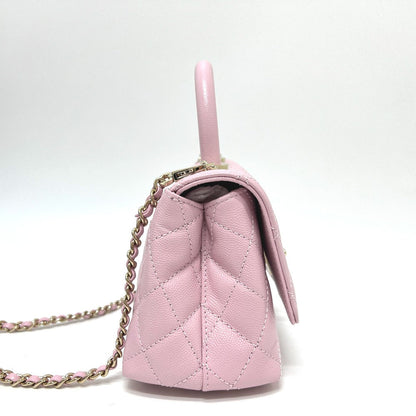 CHANEL Handbag Caviar skin pink Coco handle XXS