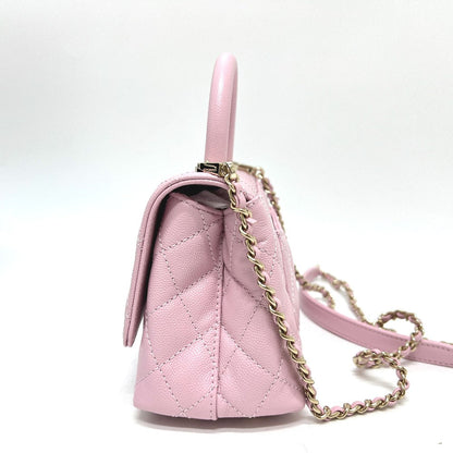 CHANEL Handbag Caviar skin pink Coco handle XXS