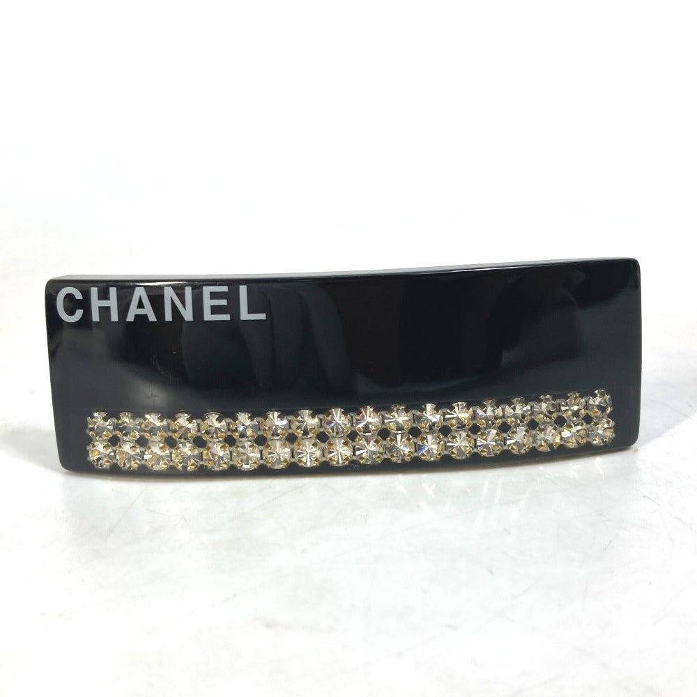 CHANEL Valletta plastic black 05P logo rhinestone Women