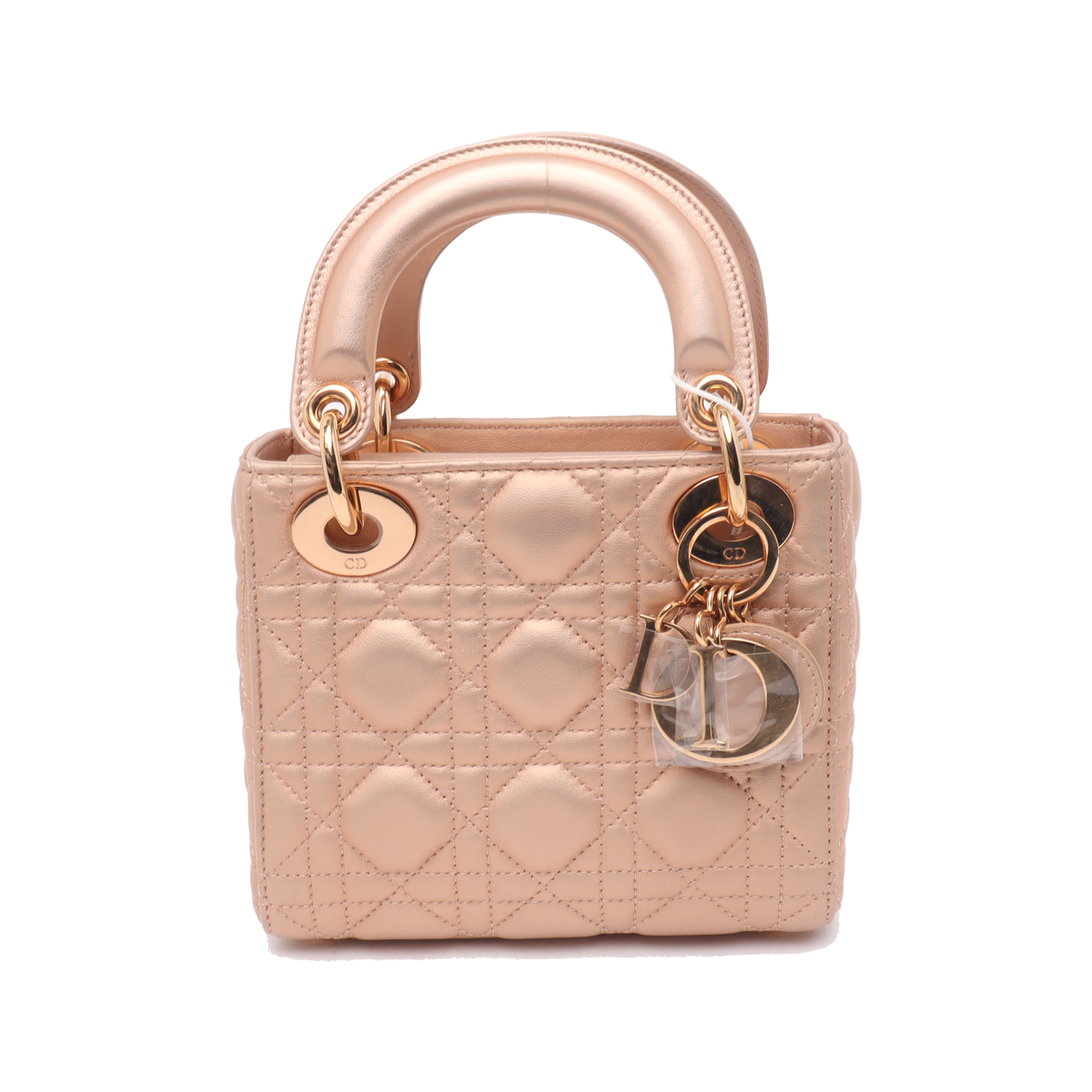 Lady Dior Mini Pink Irediscent and Metallic Cannage Lambskin Handbag