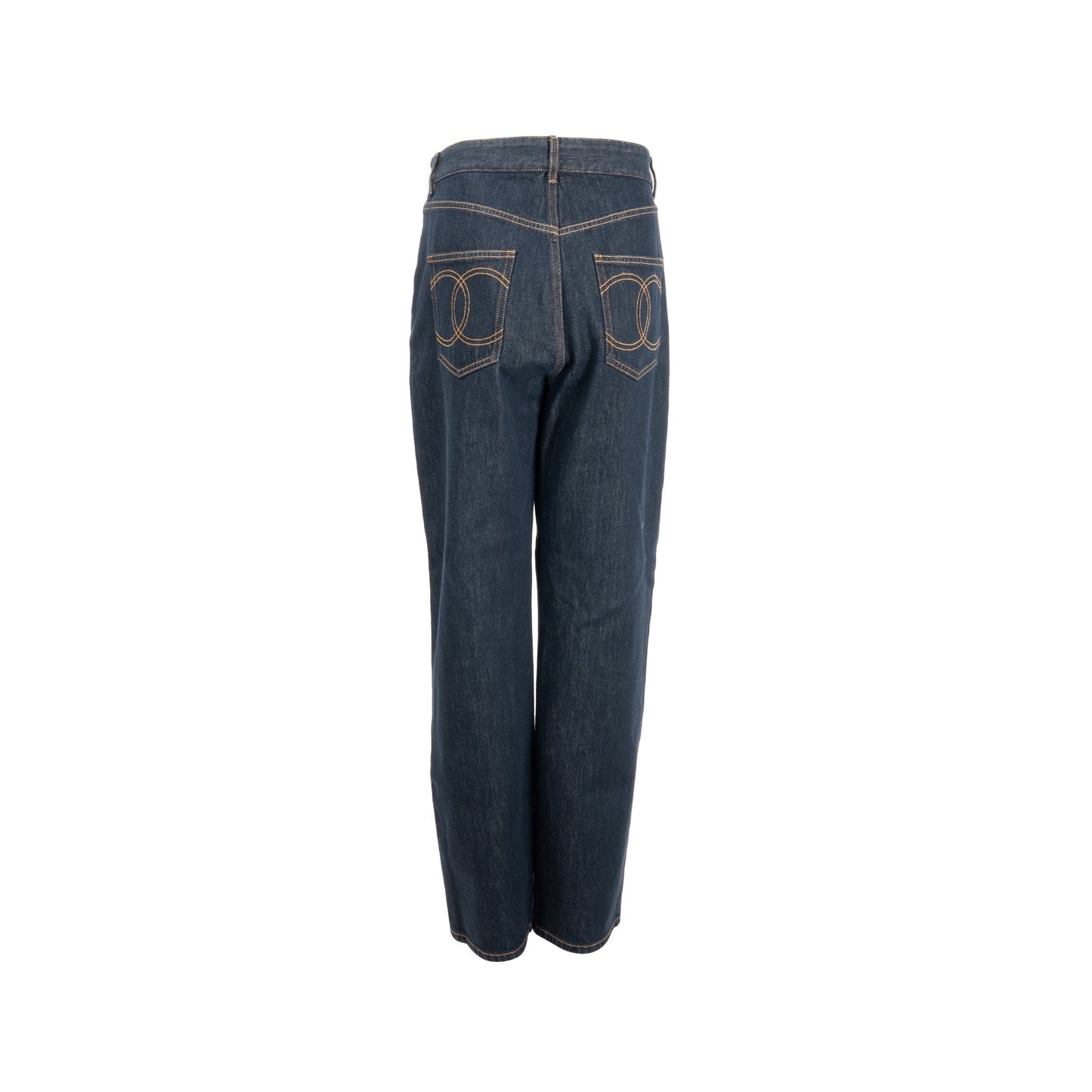 Chanel Size 40 CC Logo Washed Out Denim Jeans Cotton Dark Blue