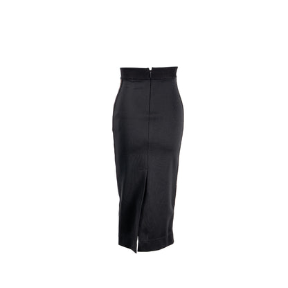 Fendi Size 36 Logo Classic Pencil Skirt Polyester Black
