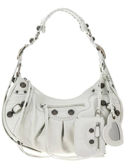 Luxury Balenciaga Trending 2025 Le Cagole Small Leather Shoulder Bag White