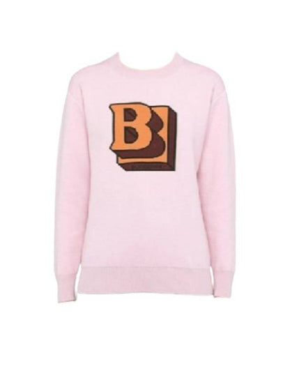 Luxury Burberry Big Logo Knit Top Pink