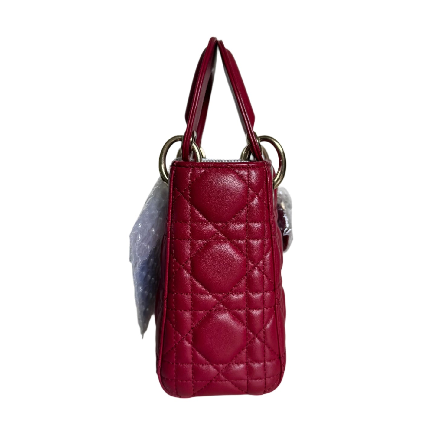 Lady Dior Mini Burgundy Lambskin Leather Gold HW Chain Strap