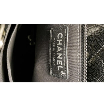 CHANEL Large Classic Caviar Leather Tote Shoulder Bag Black