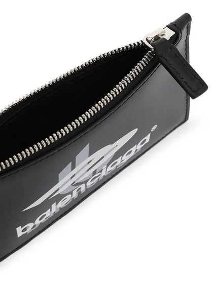 Luxury Balenciaga Trending 2025 Logo Print Neck Strap Card Wallet Black