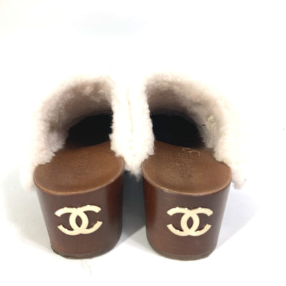 CHANEL Sandals Ã¢ÂÂf32594 leather black 23N Mouton clogs CC COCO Mark Women 38