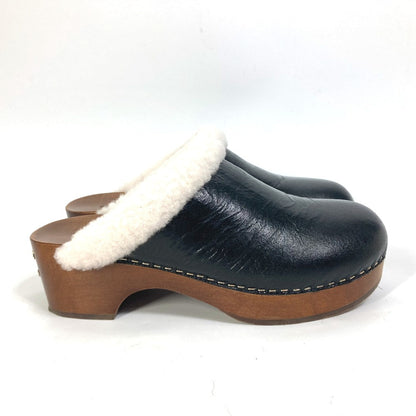 CHANEL Sandals Ã¢ÂÂf32594 leather black 23N Mouton clogs CC COCO Mark Women 38