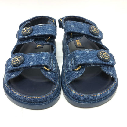 CHANEL Sandals G35927 denim blue 23P COCO Mark CC Women 36