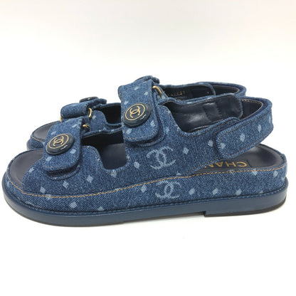 CHANEL Sandals G35927 denim blue 23P COCO Mark CC Women 36