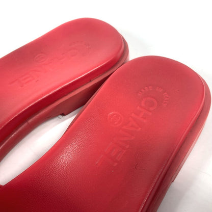 CHANEL Sandals Patent leather Red CC COCO Mark logo 35