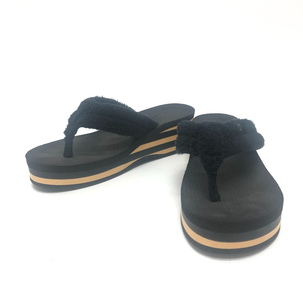 CHANEL Sandals G46202 Rubber, Pile black COCO Mark border 36