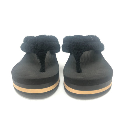 CHANEL Sandals G46202 Rubber, Pile black COCO Mark border 36