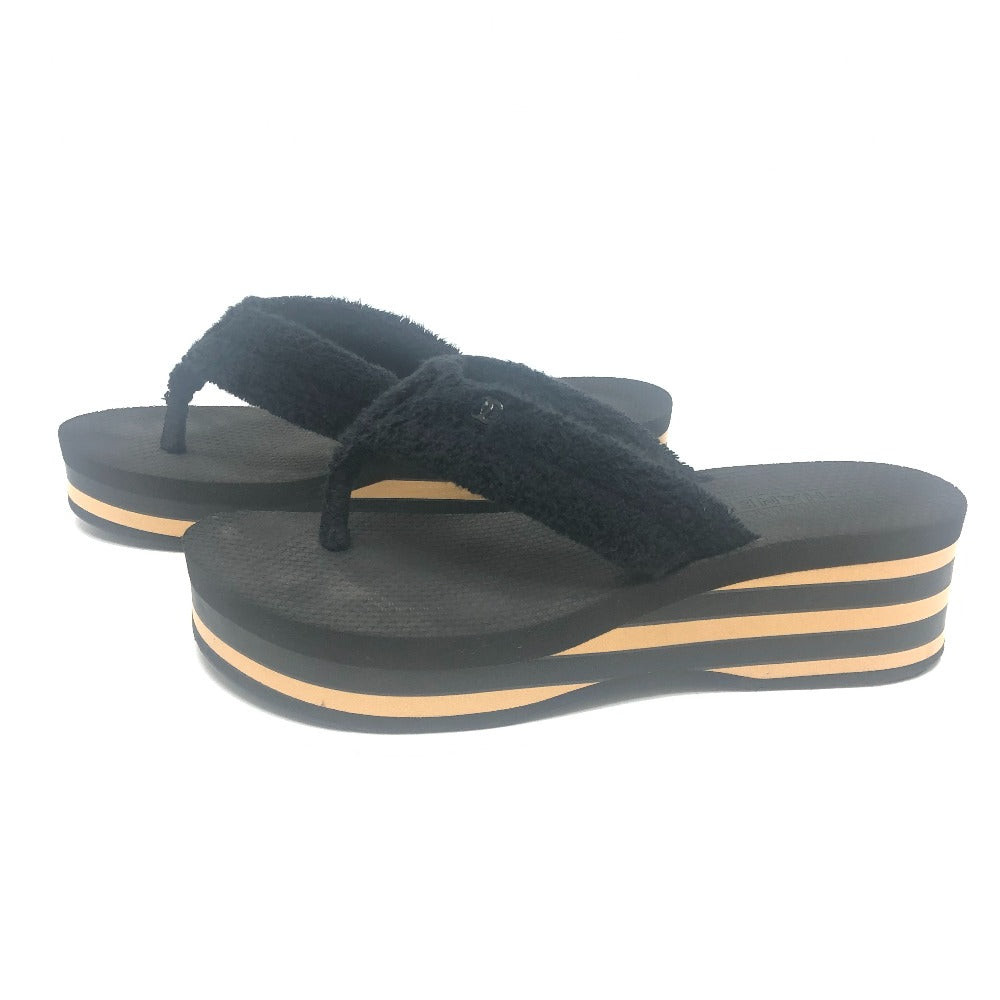 CHANEL Sandals G46202 Rubber, Pile black COCO Mark border 36