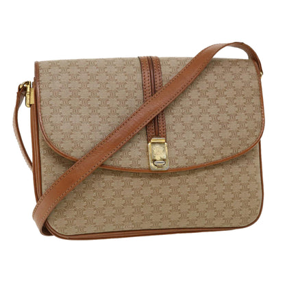 Luxury CELINE Macadam Canvas Shoulder Bag Beige  32455
