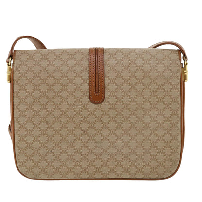 Luxury CELINE Macadam Canvas Shoulder Bag Beige  32455