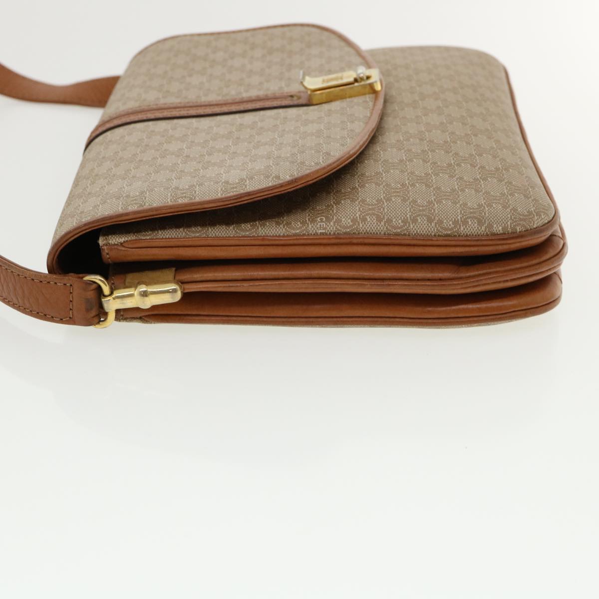 Luxury CELINE Macadam Canvas Shoulder Bag Beige  32455
