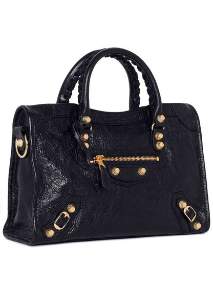 Luxury Balenciaga Trending 2025 Giant Motor City Small Shoulder Bag Black Gold