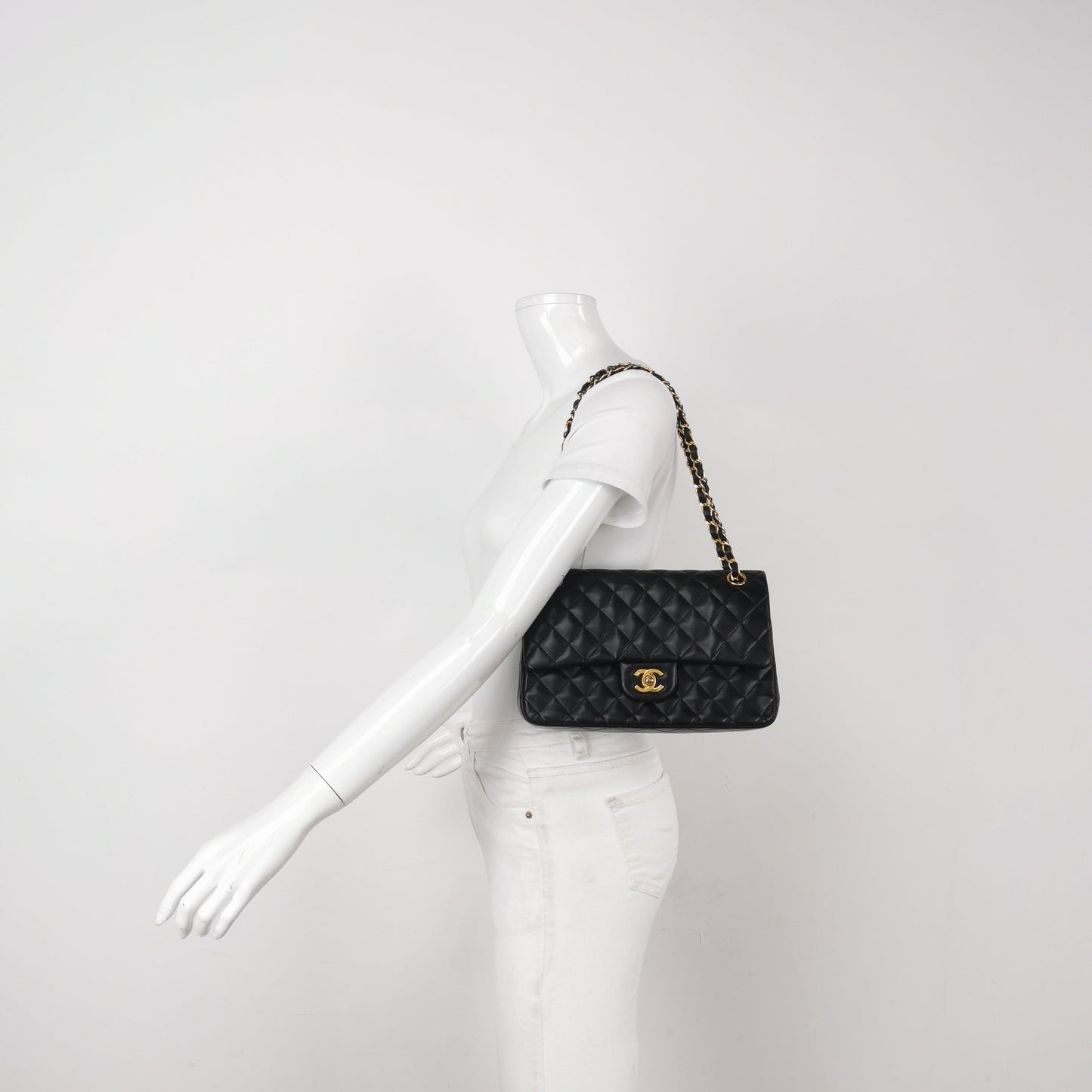 Chanel Classic Flap Vintage Medium Black Lambskin Leather with 24k Gold HW, 1991-1994